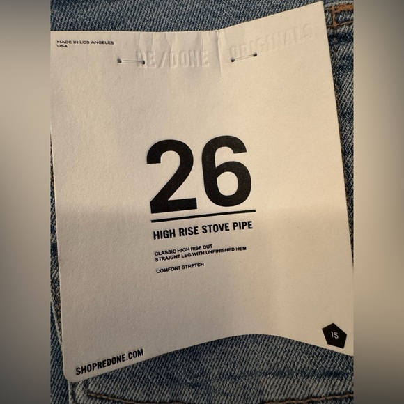 REDONE High Rise Stove Pipe Straight Leg Unfinished Hem Women’s Shorts Size 26 - Picture 5 of 15